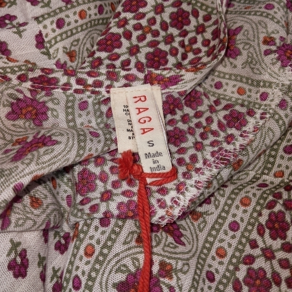 RAGA Boho Mixed Floral Print Babydoll Dress Bell Sleeve Prairiecore NWT Size Sm. - Picture 12 of 13